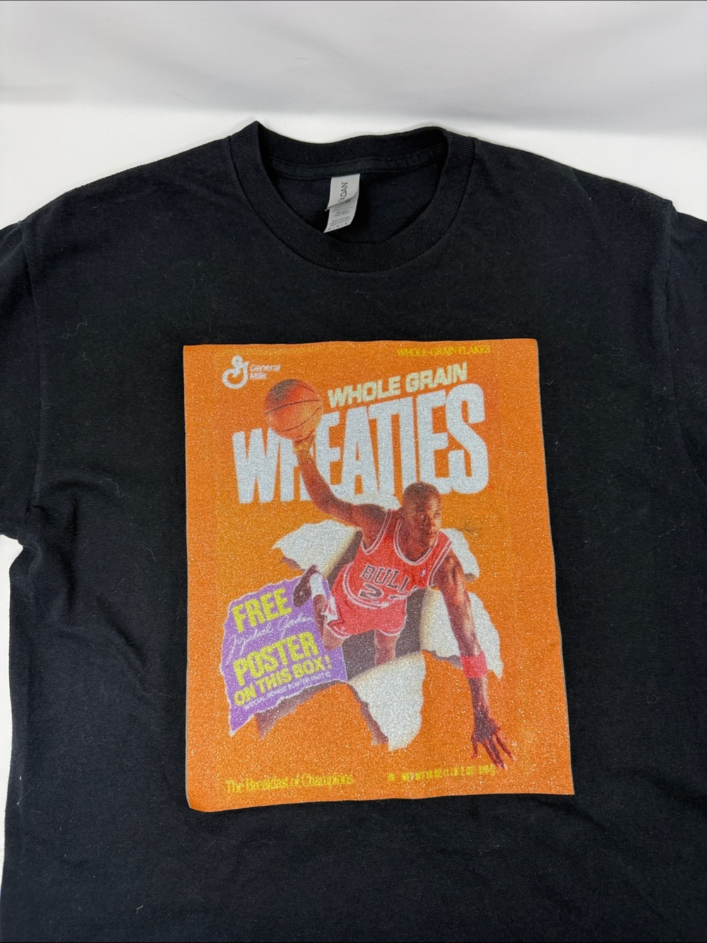 Menβs Black Wheaties Graphic Tee - Classic Cereal Box Design size M